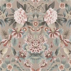 Ikebana Damask Gilver Floral Wallpaper