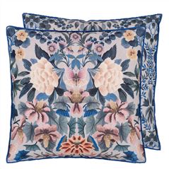 Ikebana Damask Slate Blue Blue Cushion