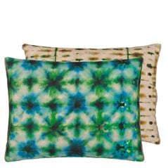 Shibori Emerald Linen Cushion