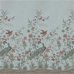 Peacock Toile Scene 1 Sky Blue