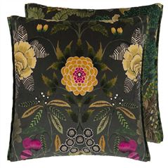 Coussin Brocart Decoratif Velours Olive