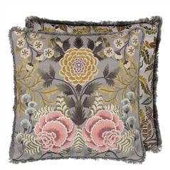 Brocart Decoratif Embroidered Sepia Decorative Pillow