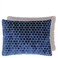 Coussin Jabot Cobalt Velvet 