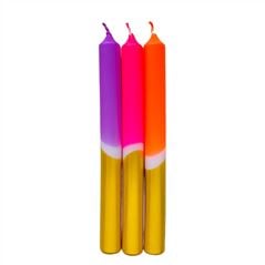Neon Holiday Dinner Candles Set Of 3