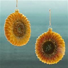 Set of 2 Sunflower Christmas Ornaments