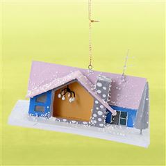 Mid Century Modern House Blue Christmas Ornament