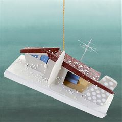 Mid Century Modern House Grey Christmas Ornament