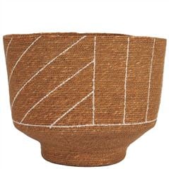 Medium Natural & Alabaster Check Basket