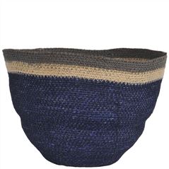 Indigo, Natural & Pale Grey Large Basket