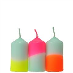 Neon Rainbow Drops Pillar Candles