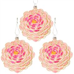 Pink Dahlia Decoration Set Of 3 
