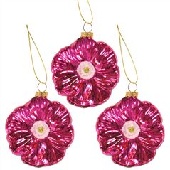 Pink Poppy Decoration Set Of Three 