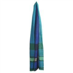 Metallic Cobalt & Emerald Wool Scarf 