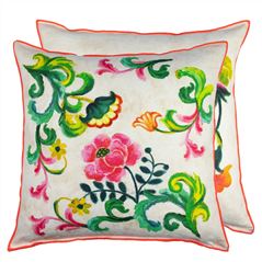 Osier Damassé Fuchsia Decorative Pillow