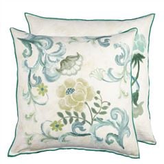 Osier Damassé Eau De Nil Decorative Pillow
