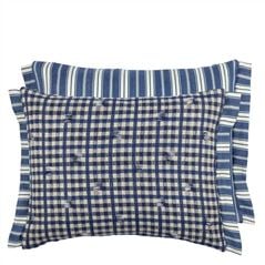 Toile Vichy Indigo Decorative Pillow