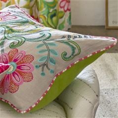 Embroidered Osier Damassé Fuchsia Decorative Pillow