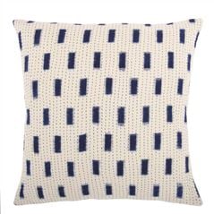 Indigo Ikat Embroidered Cushion