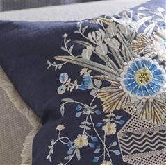 Palette Provençale Indigo Embroidered Cushion