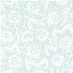 Rosario Aqua Floral Blue Wallpaper