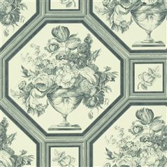 Wyatt Indigo Floral Green Wallpaper