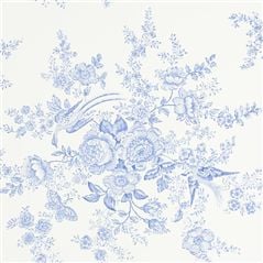 Vintage Dauphine Porcelain Floral Blue Wallpaper