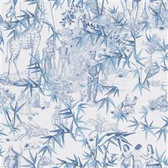 Exotisme Aube Floral Blue Wallpaper