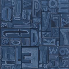 Copeley Letterpress Ink Geometric Blue Wallpaper