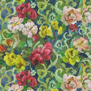 Tapestry Flower Vintage Green Fabric