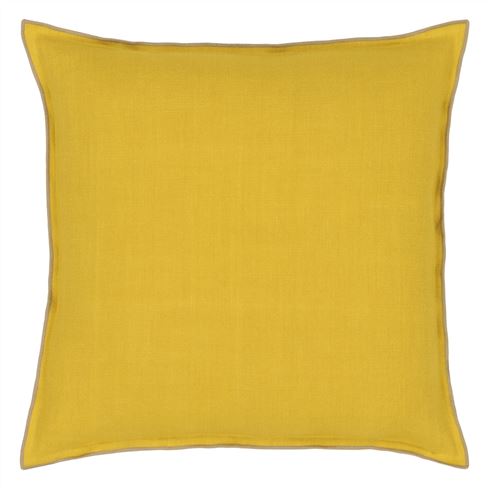 Brera Lino Ochre & Pebble Linen Decorative Pillow