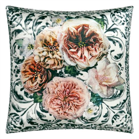 Pahari Damask Tuberose Embroidered Decorative Pillow