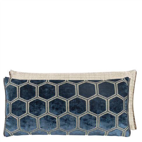 Manipur Midnight Rectangular Velvet Cushion 