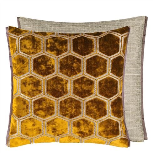 Manipur Ochre Velvet Decorative Pillow