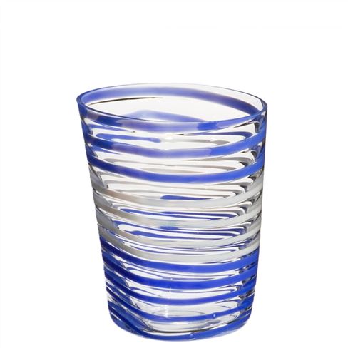 Blue & White Horizontal Stripes Glass