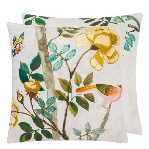 Papillon Chinois Parchment Cotton/Linen Decorative Pillow