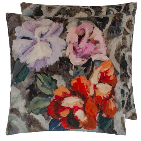 Tapestry Flower Damson Velvet Decorative Pillow