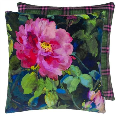 Gertrude Rose Fuchsia Velvet Cushion