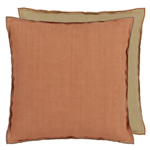 Brera Lino Brick & Turmeric Linen Decorative Pillow