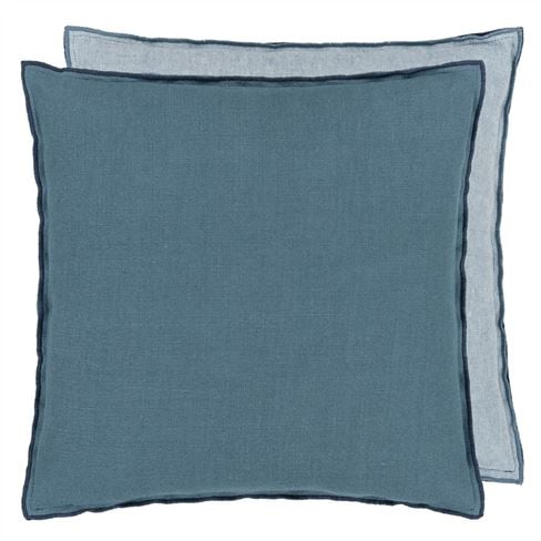 Brera Lino Midnight & Chambray Linen Cushion