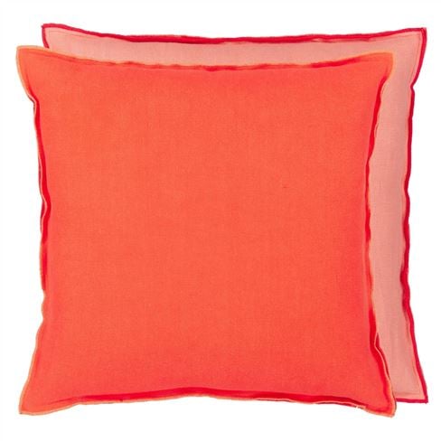 Brera Lino Nasturtium & Papaya Linen Decorative Pillow 
