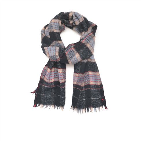 Navy Blue Checked Scarf