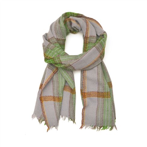 Pale Grey Checked Scarf