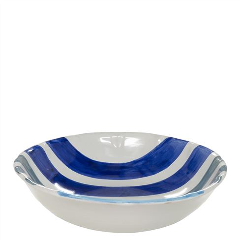 Varying Blue Stripes Large Serving Bowl