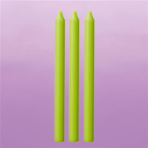 Lime Green Rustic Dinner Candles Set Of 3