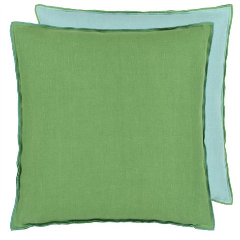 Brera Lino Emerald & Capri Linen Throw Pillow