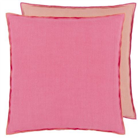 Brera Lino Hibiscus & Peach Linen Decorative Pillow