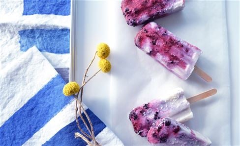 Coconut & blackberry ice lollies