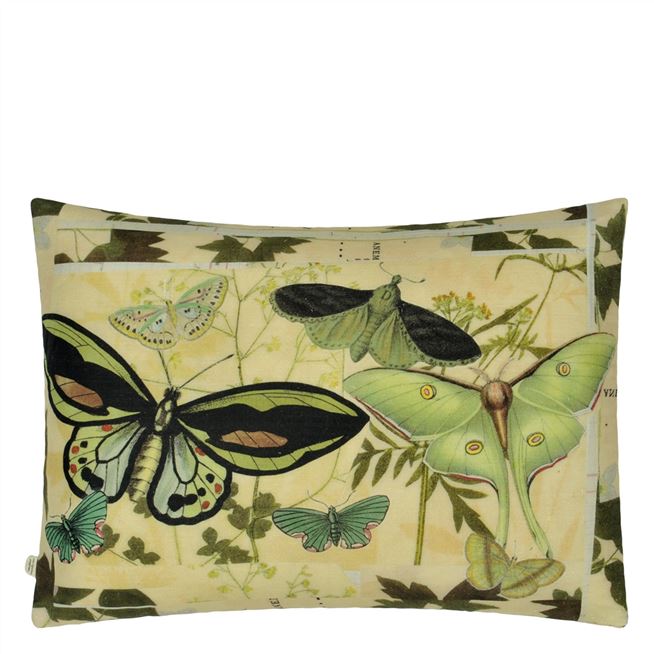 Floral Aviary Parchment Cushion - Reverse