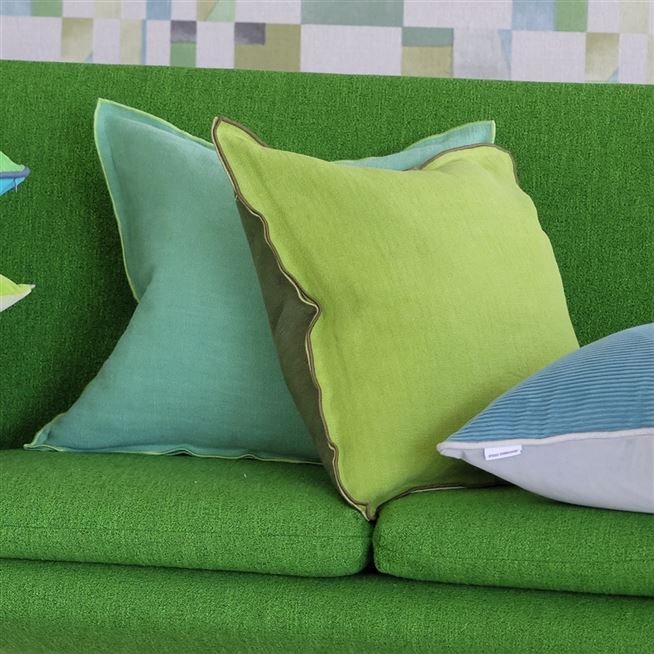 Brera Lino Verdigris & Apple Linen Cushion