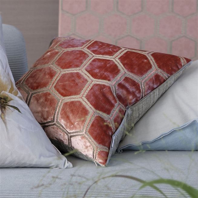 Manipur Coral Velvet Decorative Pillow